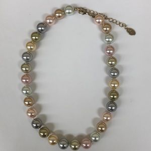 Kenneth J Lane Pastel Pink Blue Green Faux Pearl Bead 18-21” necklace